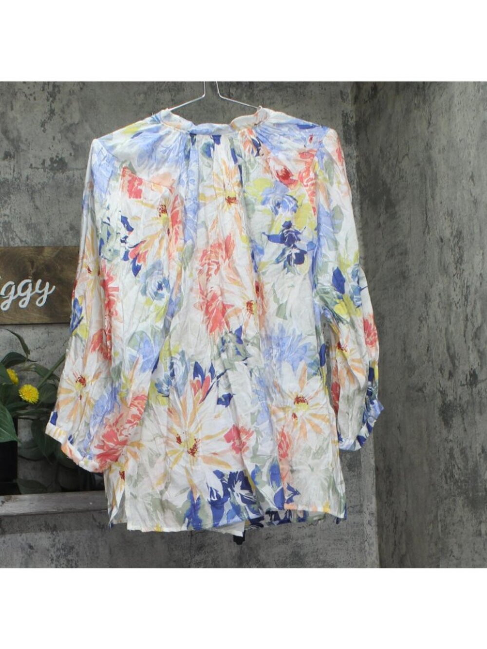 NWT Vince Camuto Long Sleeve Peasant Top Blouse 92225B027 White Multi 1X - Picture 6 of 12